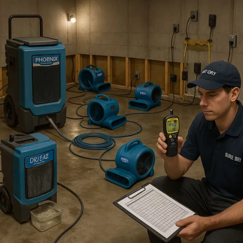Structural Drying and Dehumidification process in San Juan, TX